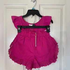 gb girls 2 piece hot pink ruffle set size L 12/14 new with tags